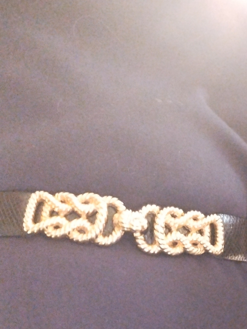 Judith Leiber Black Belt with Gold Rope-Link Buckle